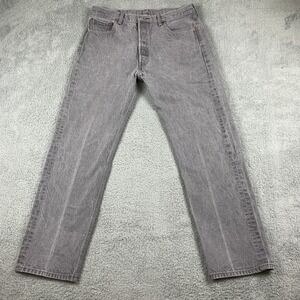 Levis Jeans Men 36x34 (Fits 34x30.5) Gray 501 Regular Straight‎ ButtonFly